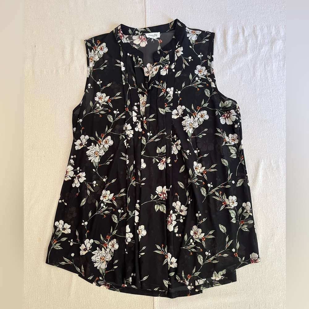 Siren Lily Black and White Pleated Blouse 3X